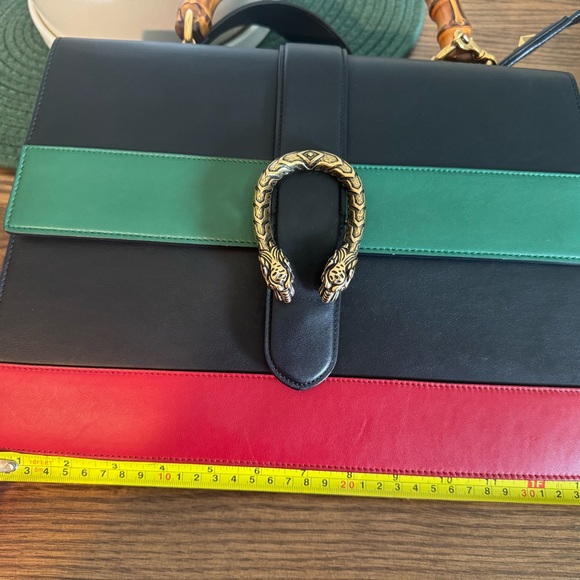 Authentic Gucci Black, Red, and Green Large Dionysus Bag with Bamboo Handle - Picture 16 of 16